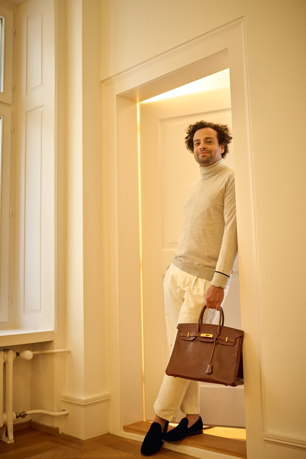 Man with Hermes Birkin Bag