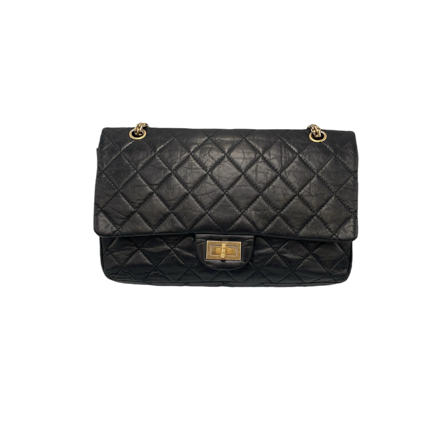 Chanel 2.55 Reissue Jumbo Black Aged Calfskin Gold