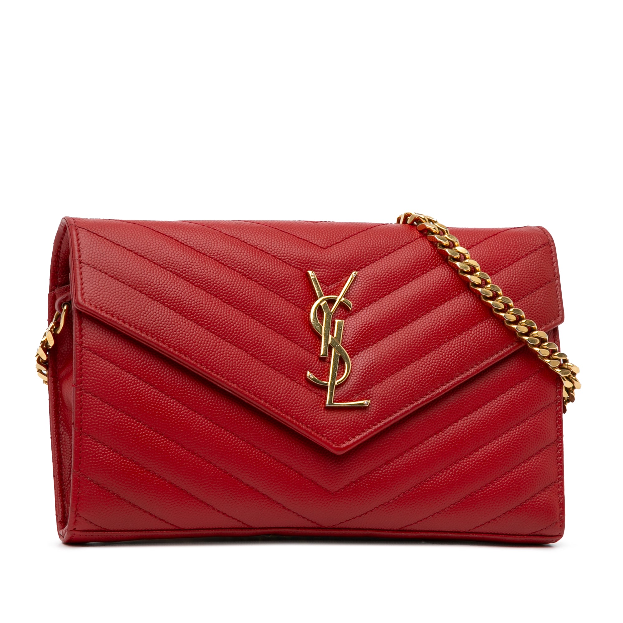 Yves Saint Laurent Wallet on Chain Red Grain De Poudre