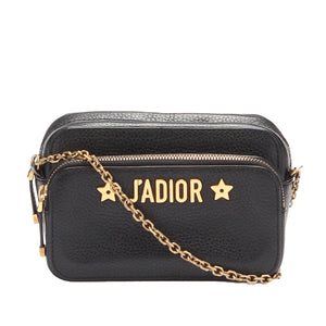 Dior J'Adoir Camera Case Clutch with Chain Black Calfskin