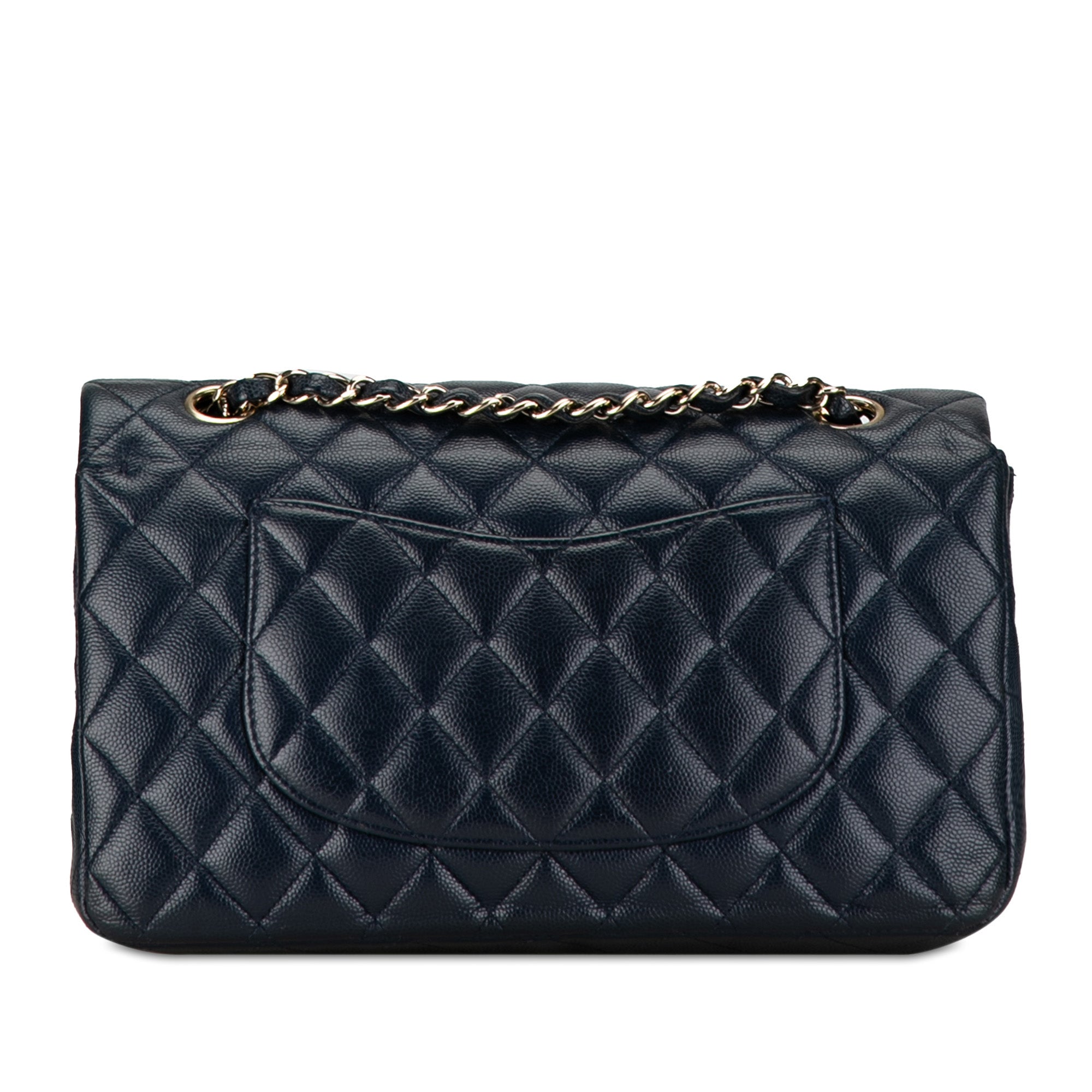 Chanel Classic Double Flap Medium Blue Caviar Gold