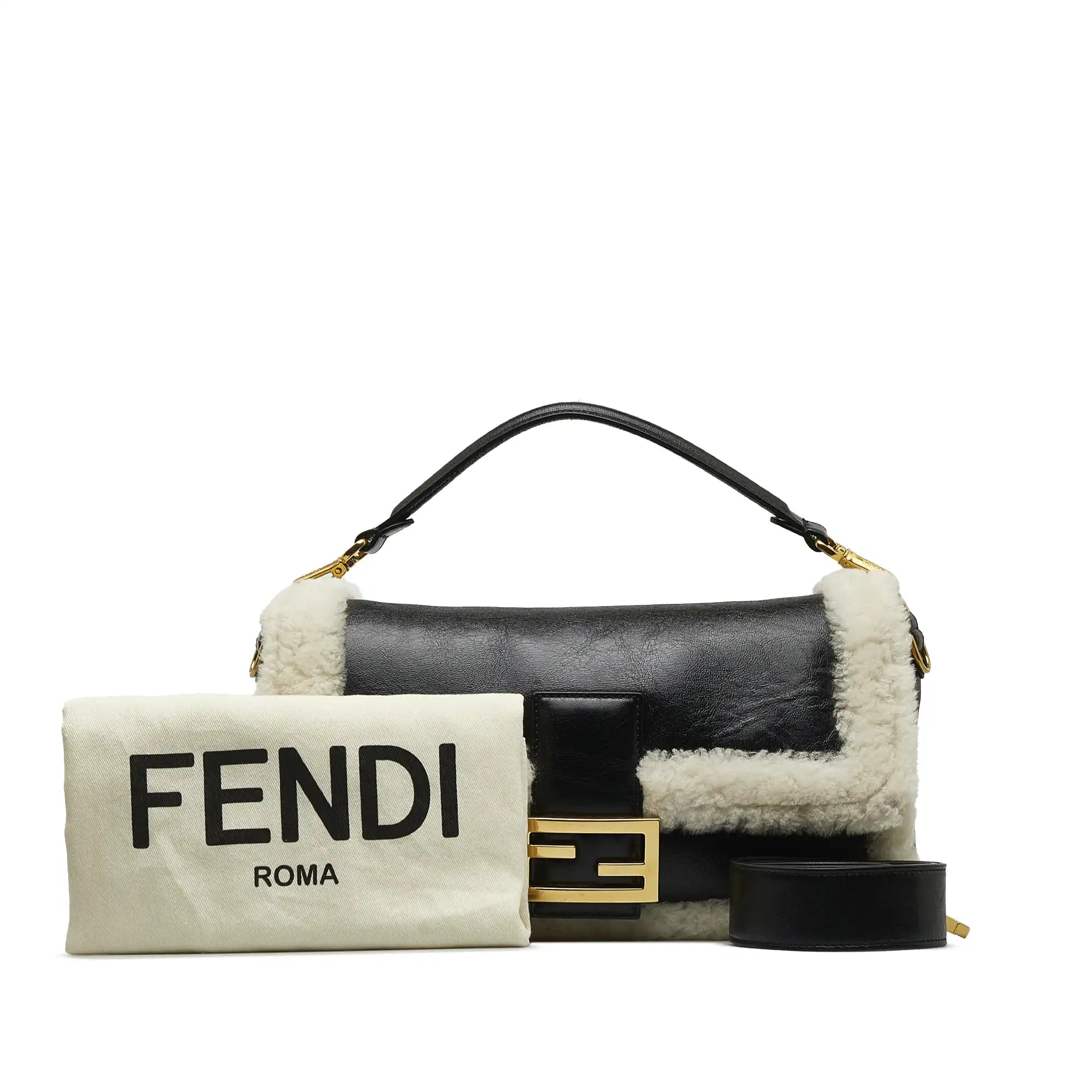 Fendi shearling online baguette