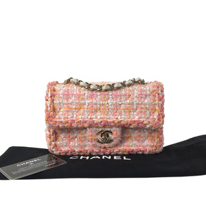 Chanel Classic Rectangular Flap Bag Mini Multicolor Tweed Gold