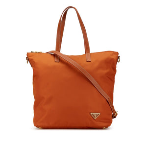 Prada Tessuto Tote Bag orange nylon canvas