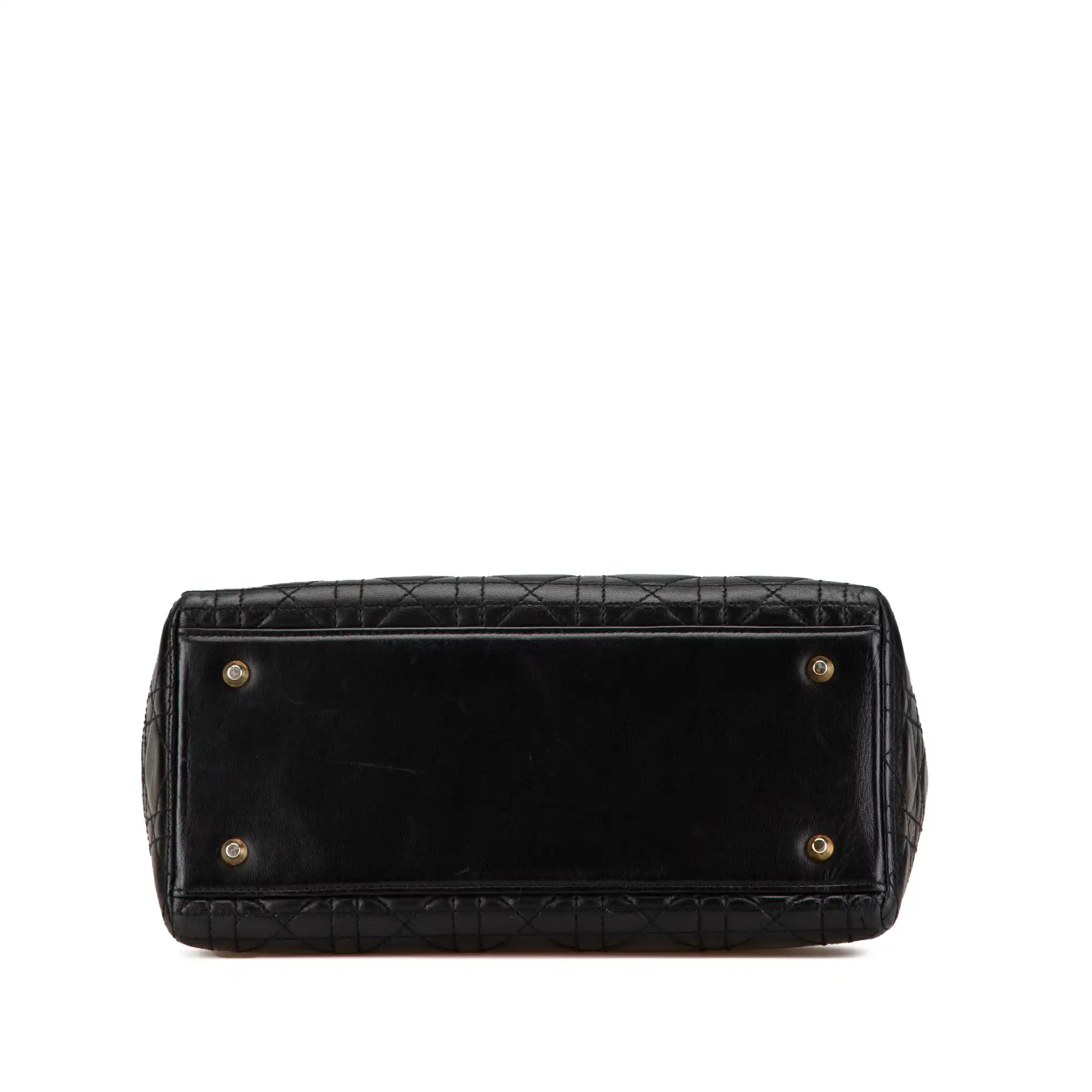 Dior Lady Dior Medium Black Lambskin Gold