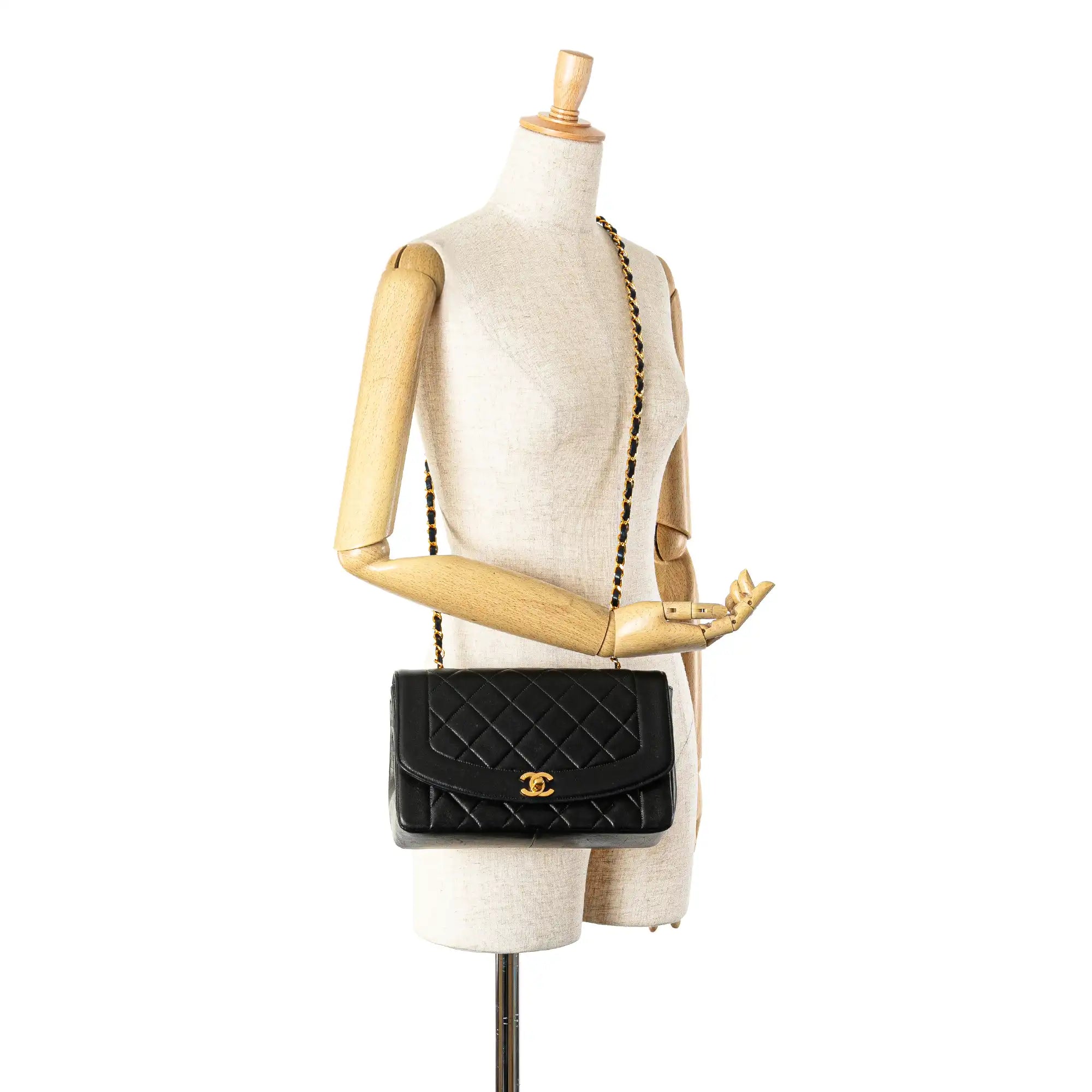 Chanel Diana Medium Black Lambskin Gold