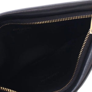 Yves Saint Laurent Calypso Zipped Pouch Small Black Lambskin