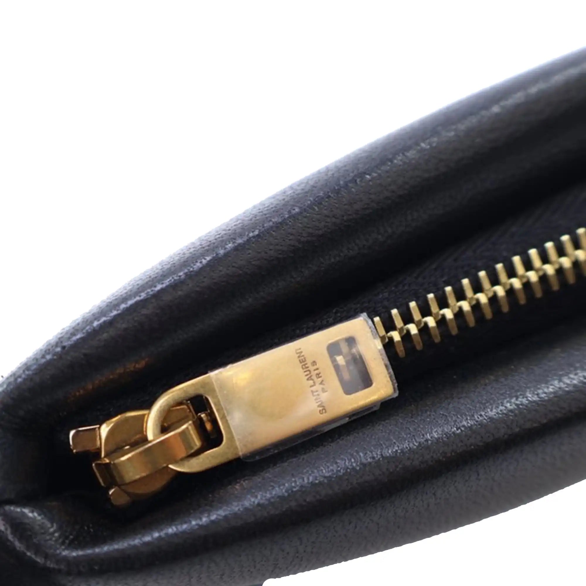 Yves Saint Laurent Calypso Zipped Pouch Small Black Lambskin