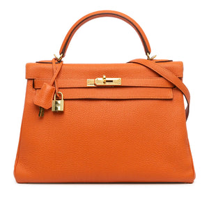 Hermès Kelly Retourne 32 Orange Togo Gold