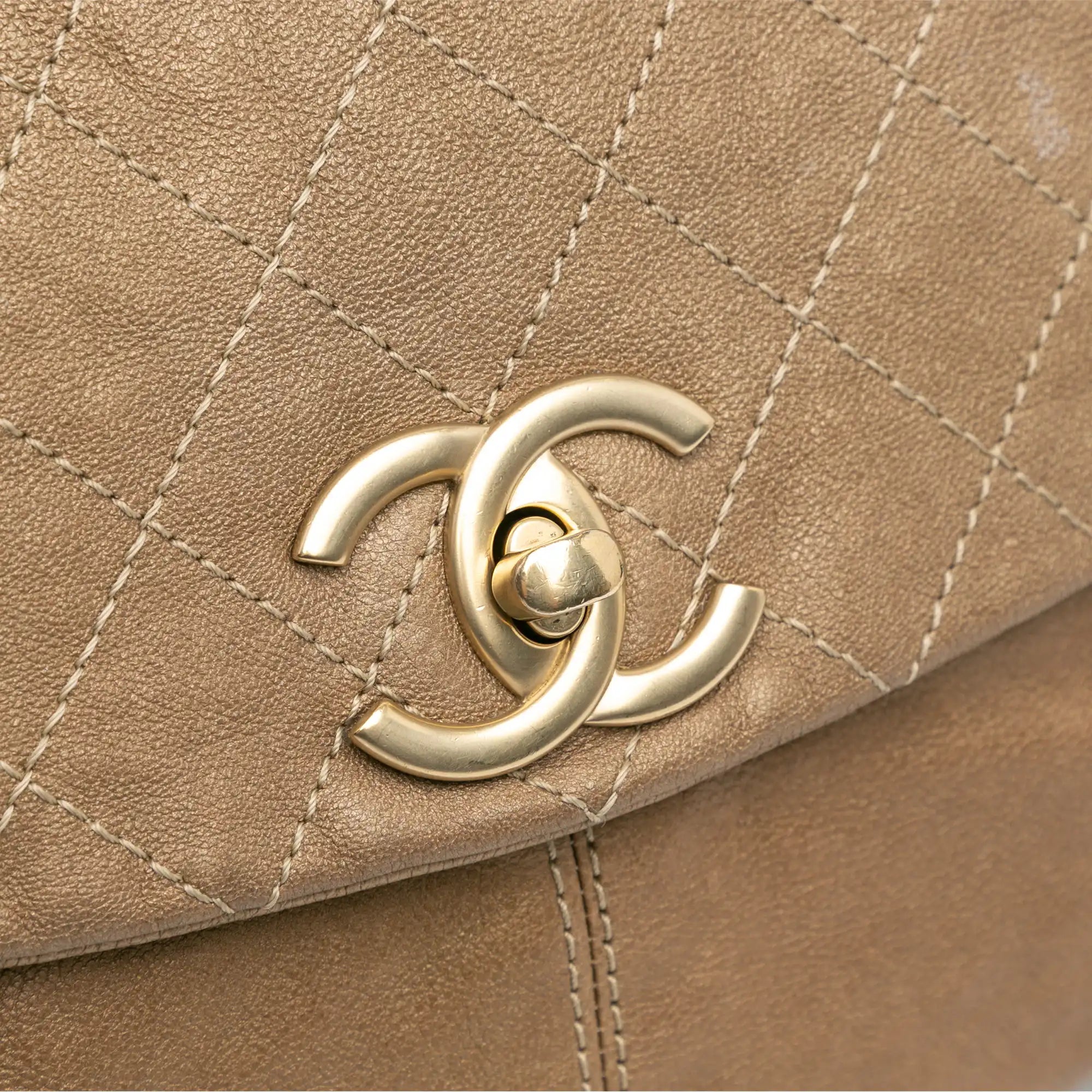 Chanel Classic Double Flap Medium Beige Lambskin Gold