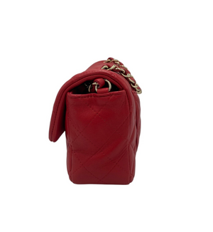 Chanel Classic Double Flap Small Red Lambskin Gold