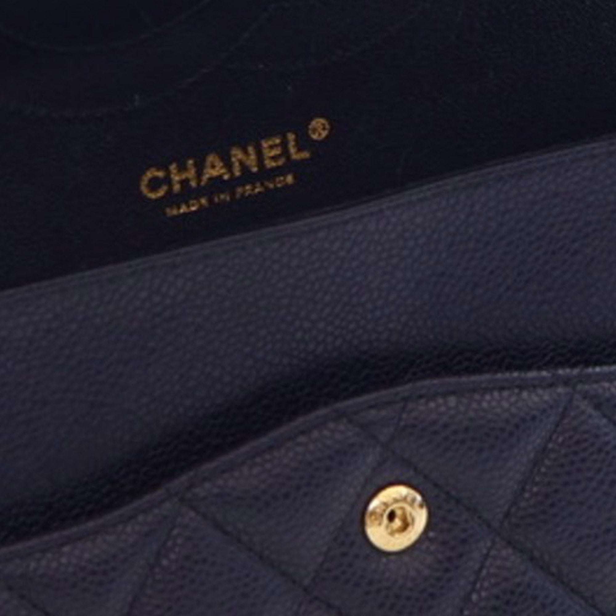 Chanel Classic Double Flap Jumbo Blue Caviar Gold