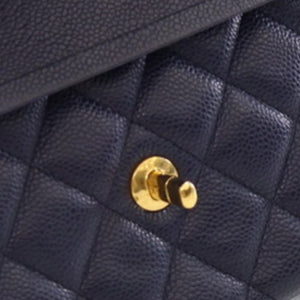 Chanel Classic Double Flap Jumbo Blue Caviar Gold