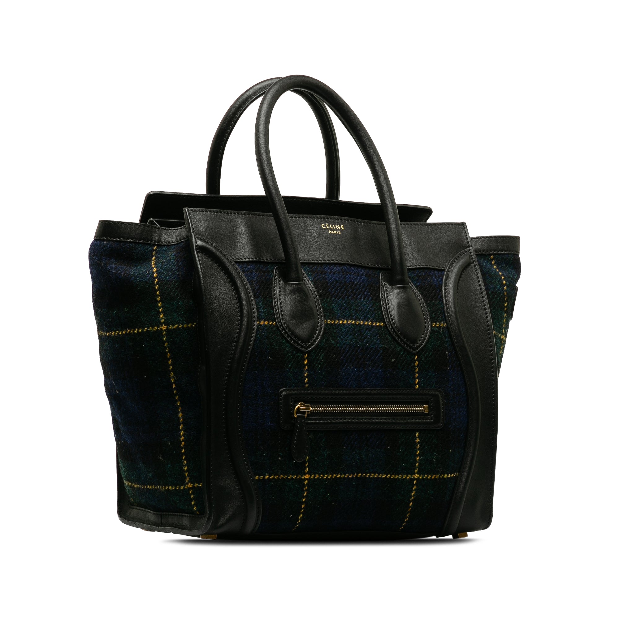 Celine Luggage Tote Mini Tartan Black