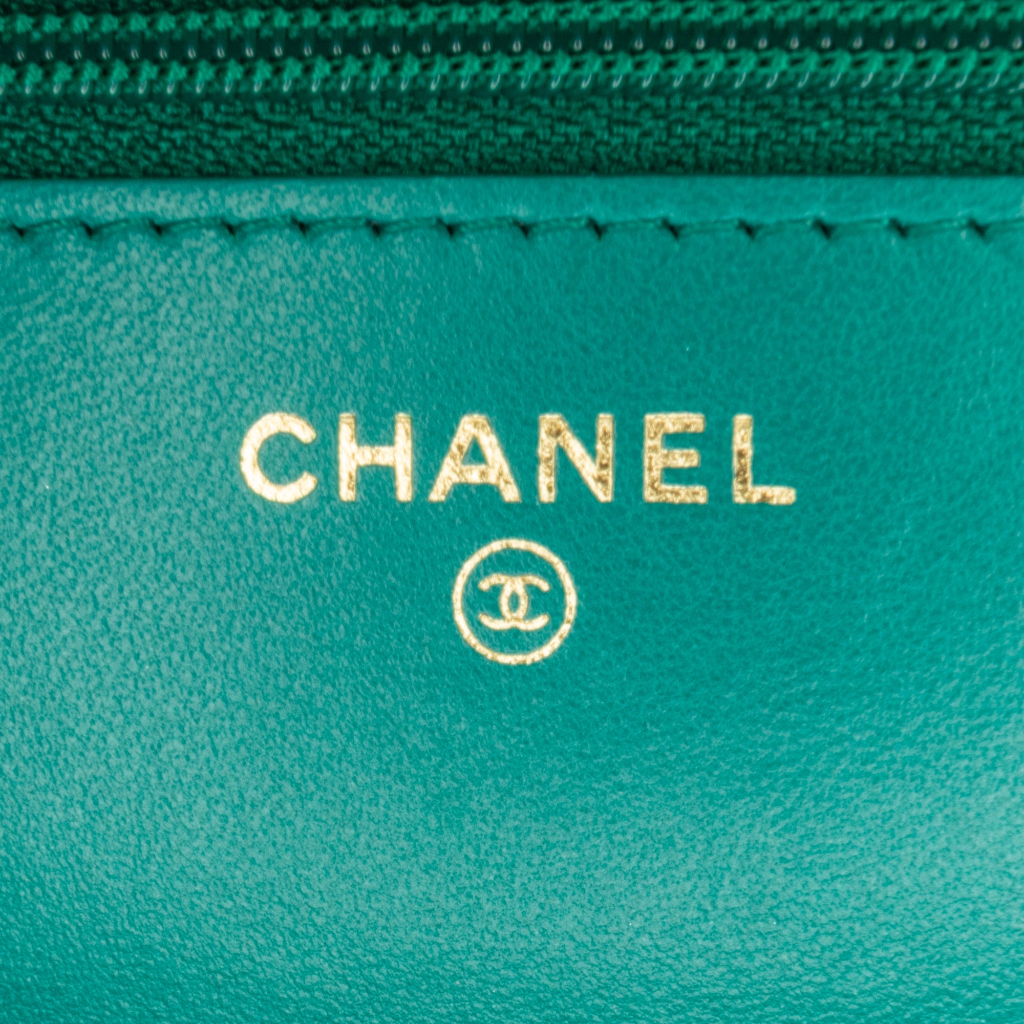 Chanel 19 Wallet On Chain Green Tweed Gold