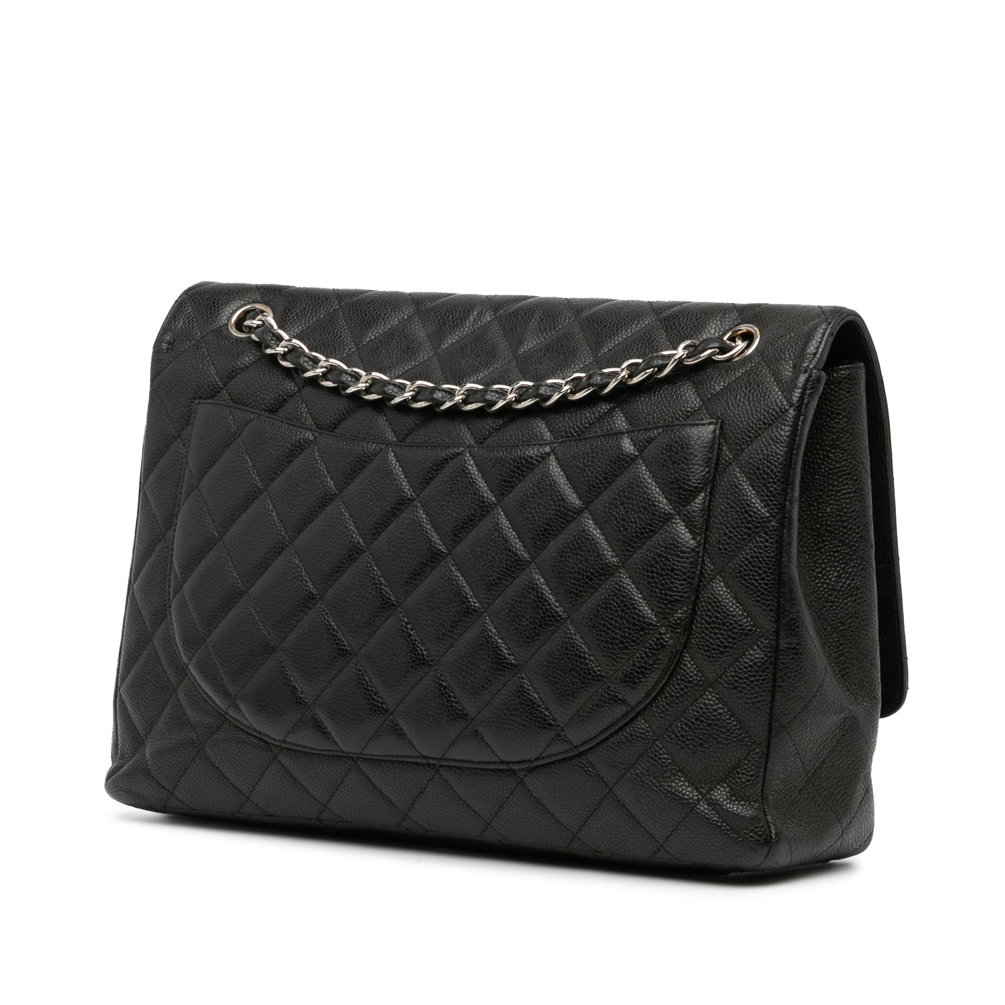 Chanel Classic Double Flap Maxi Black Caviar Silver