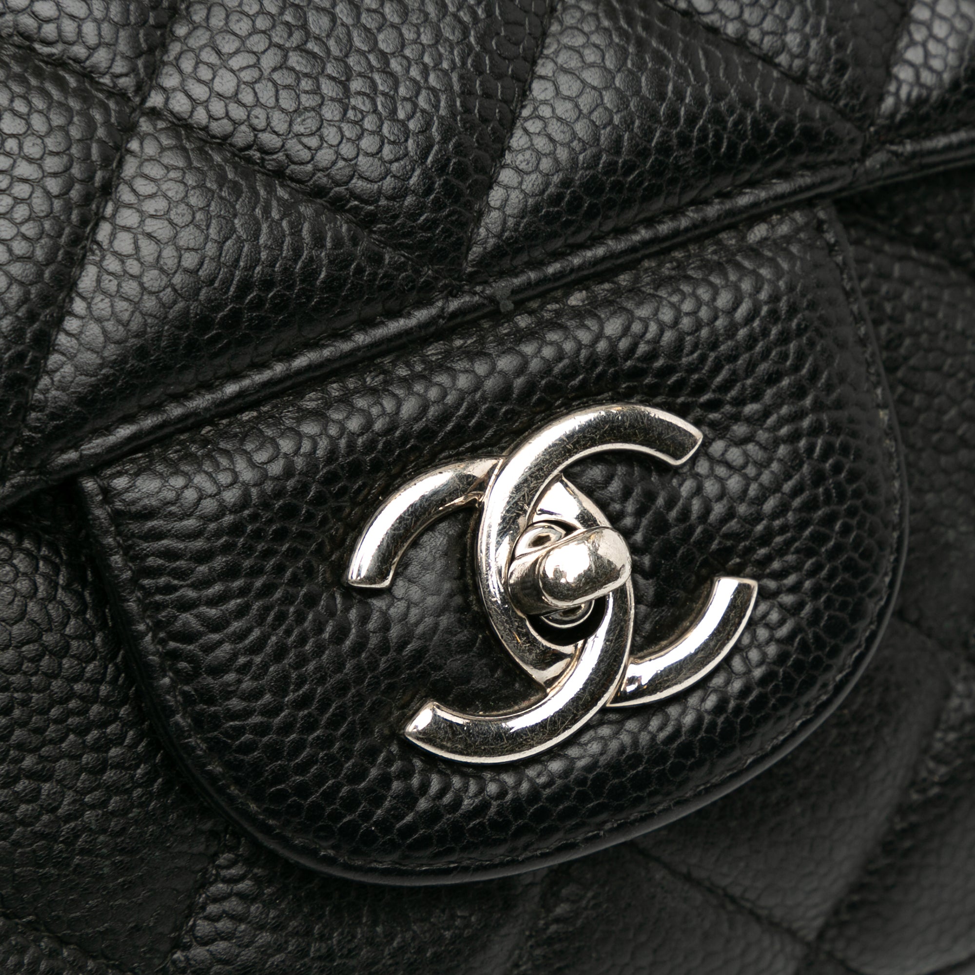 Chanel Classic Double Flap Maxi Black Caviar Silver