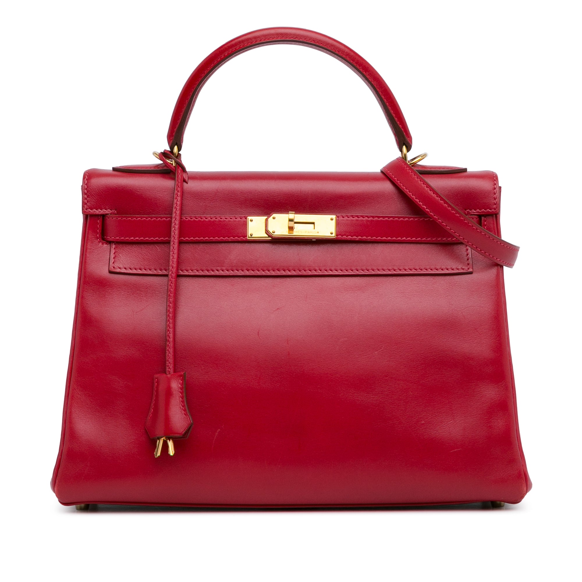 Hermès Kelly Retourne 32 Rouge Vif Tadelakt Gold