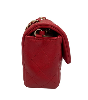 Chanel Classic Double Flap Small Red Lambskin Gold