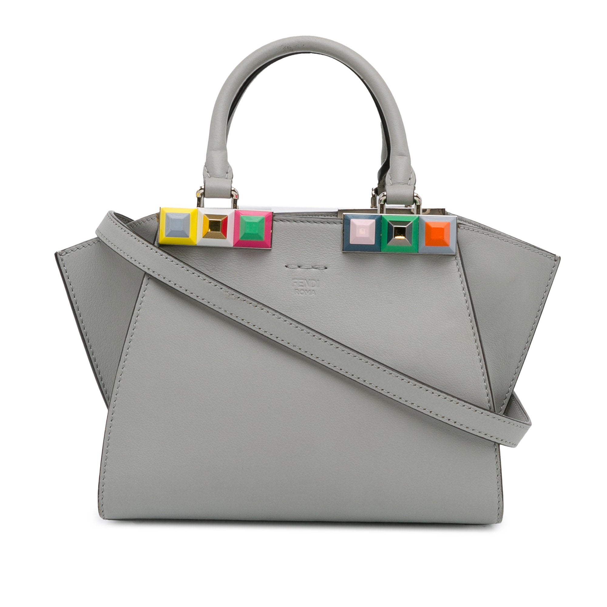 Fendi 3Jours Bag Mini Grey Studded Leather