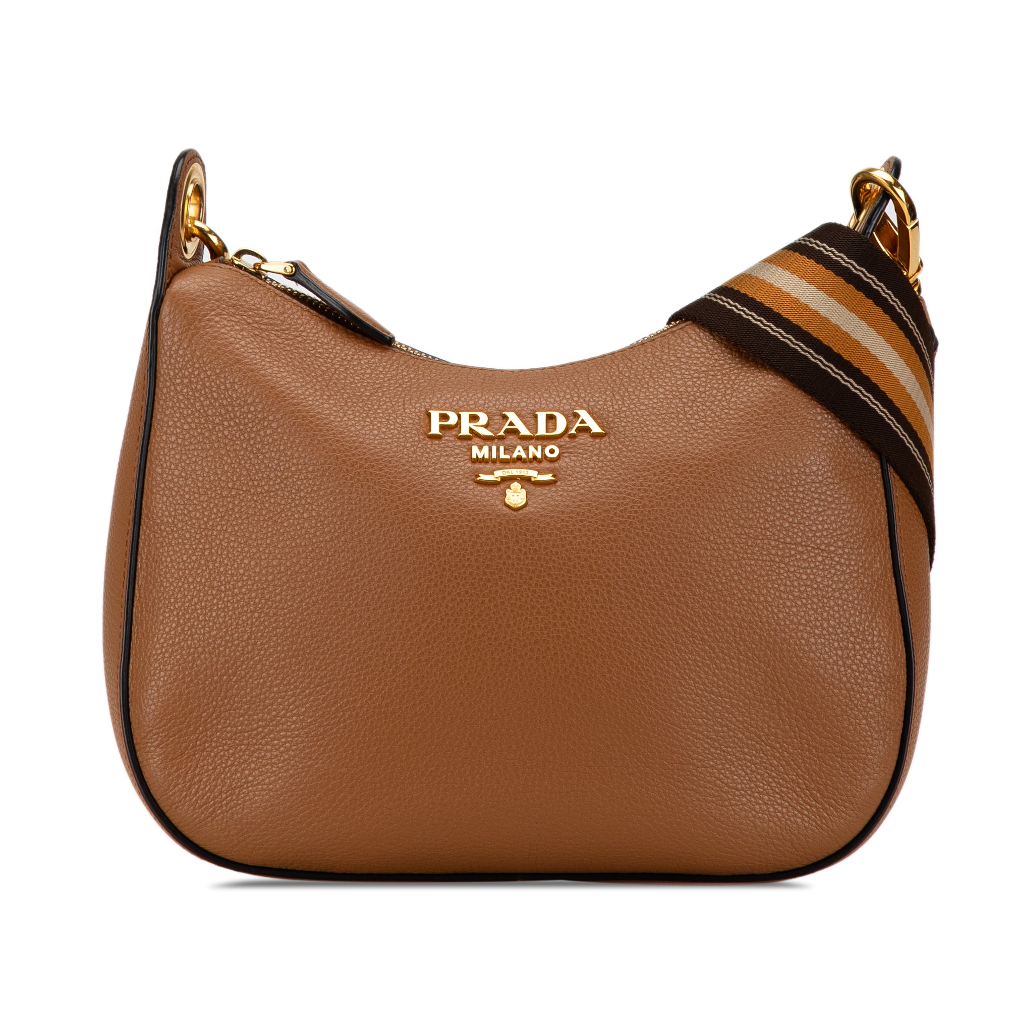 Prada Crossbody Bag Brown Vitello Phenix Leather