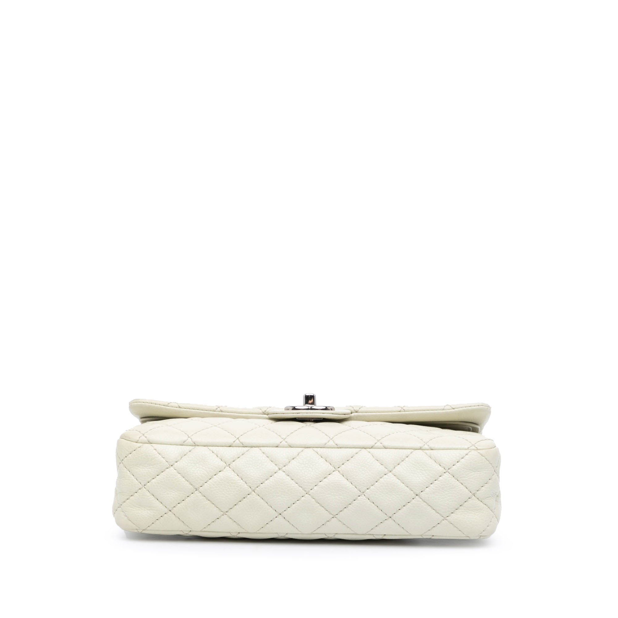 Chanel Classic Double Flap Medium White Caviar Silver