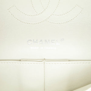 Chanel Classic Double Flap Medium White Caviar Silver