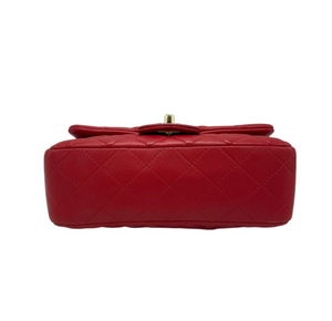 Chanel Classic Double Flap Small Red Lambskin Gold