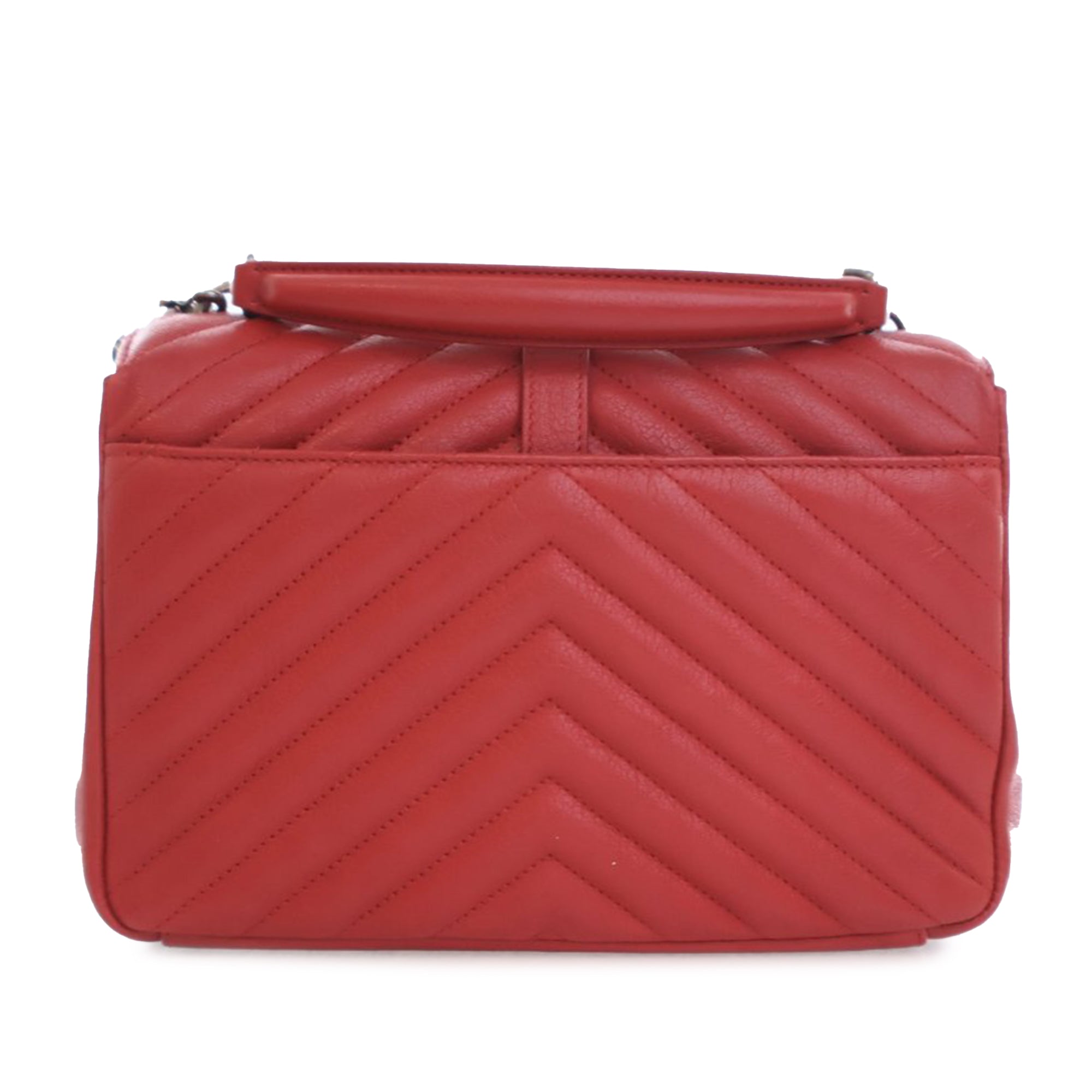 Yves Saint Laurent College Top Handle Bag Medium Red Leather