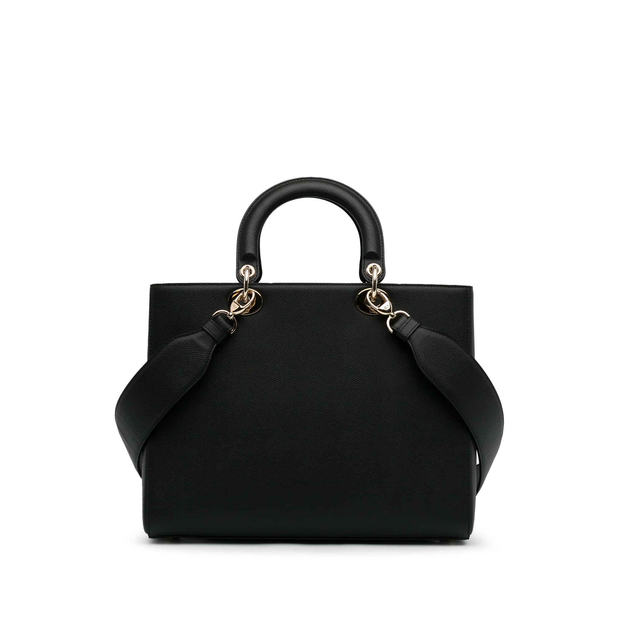 Dior Lady Dior Large Black Grained Calfskin Gold