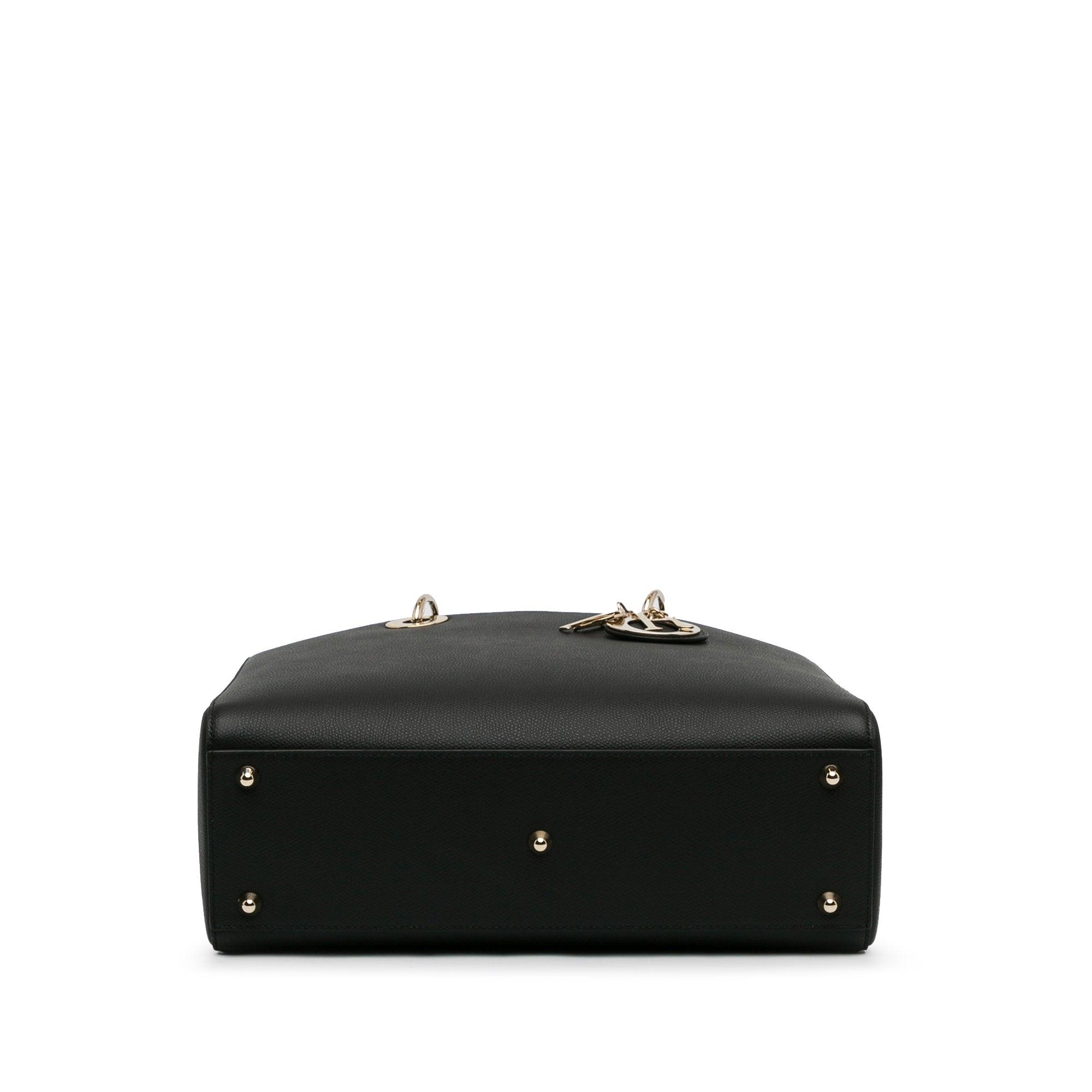 Dior Lady Dior Large Black Grained Calfskin Gold