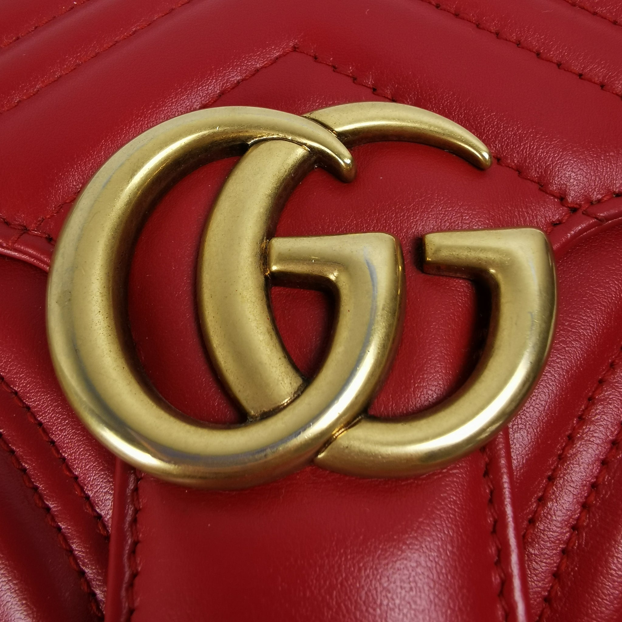 Gucci Marmont Top Handle Small Red Calfskin