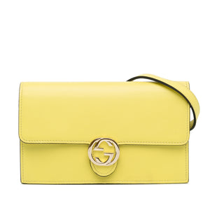 Gucci Interlocking G Dollar Wallet on Chain Yellow Leather