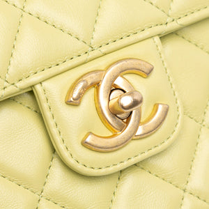 Chanel Classic Single Flap Casino Royale Charms Small Lime Green Lambskin Gold