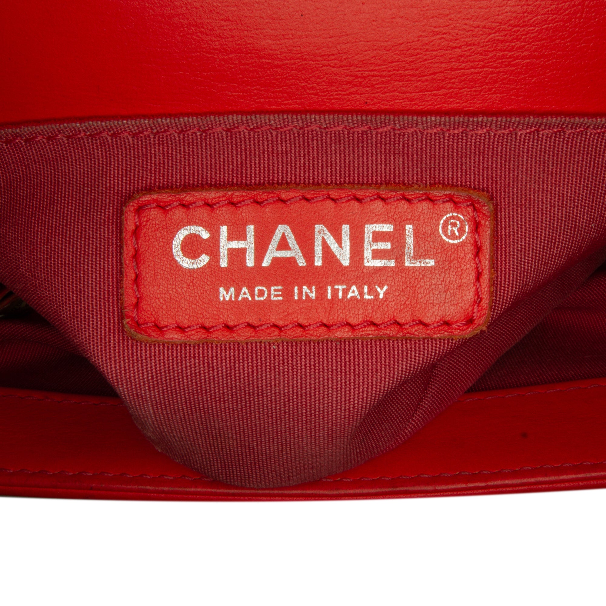 Chanel Boy Flap Small Red Chevron Lambskin Gold