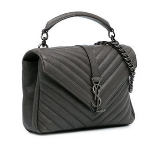 Yves Saint Laurent College Medium  Grey Chevron Leather