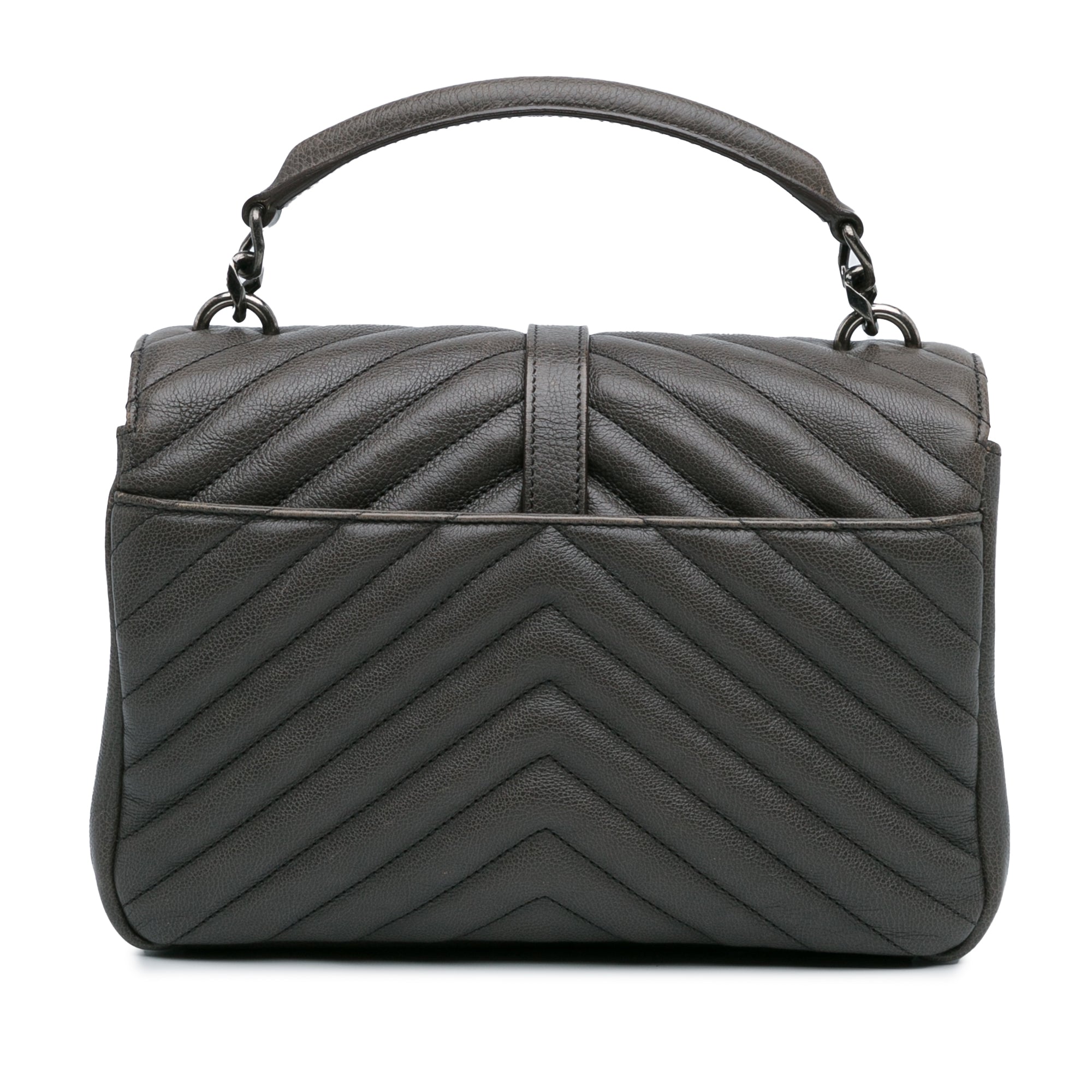 Yves Saint Laurent College Medium  Grey Chevron Leather