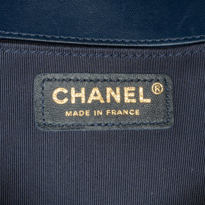 Chanel Boy Flap Bag Medium Blue Lambskin Gold