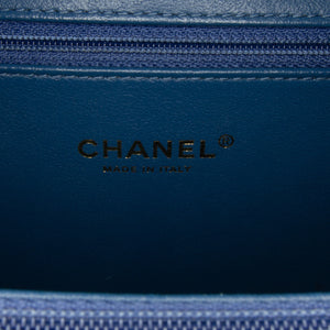 Chanel CC Filigree Vanity Case Blue Caviar Gold