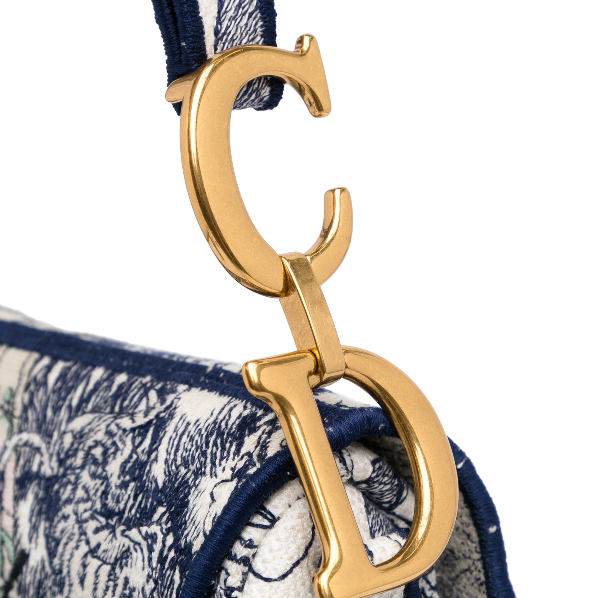 Dior Saddle Bag  Around the World Blue Embroided Canvas