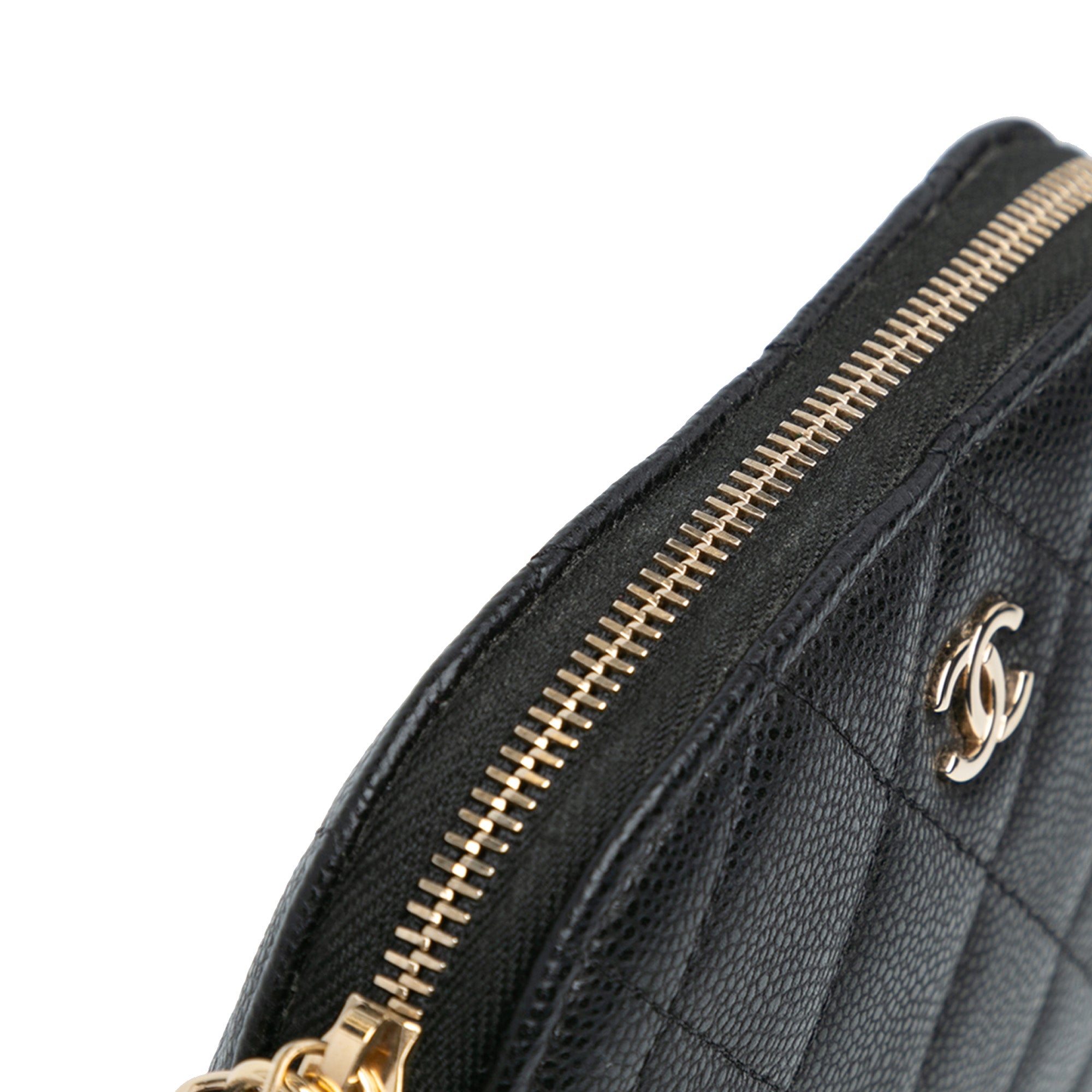 Chanel Clutch On Chain Black CC Quilted Caviar Gold