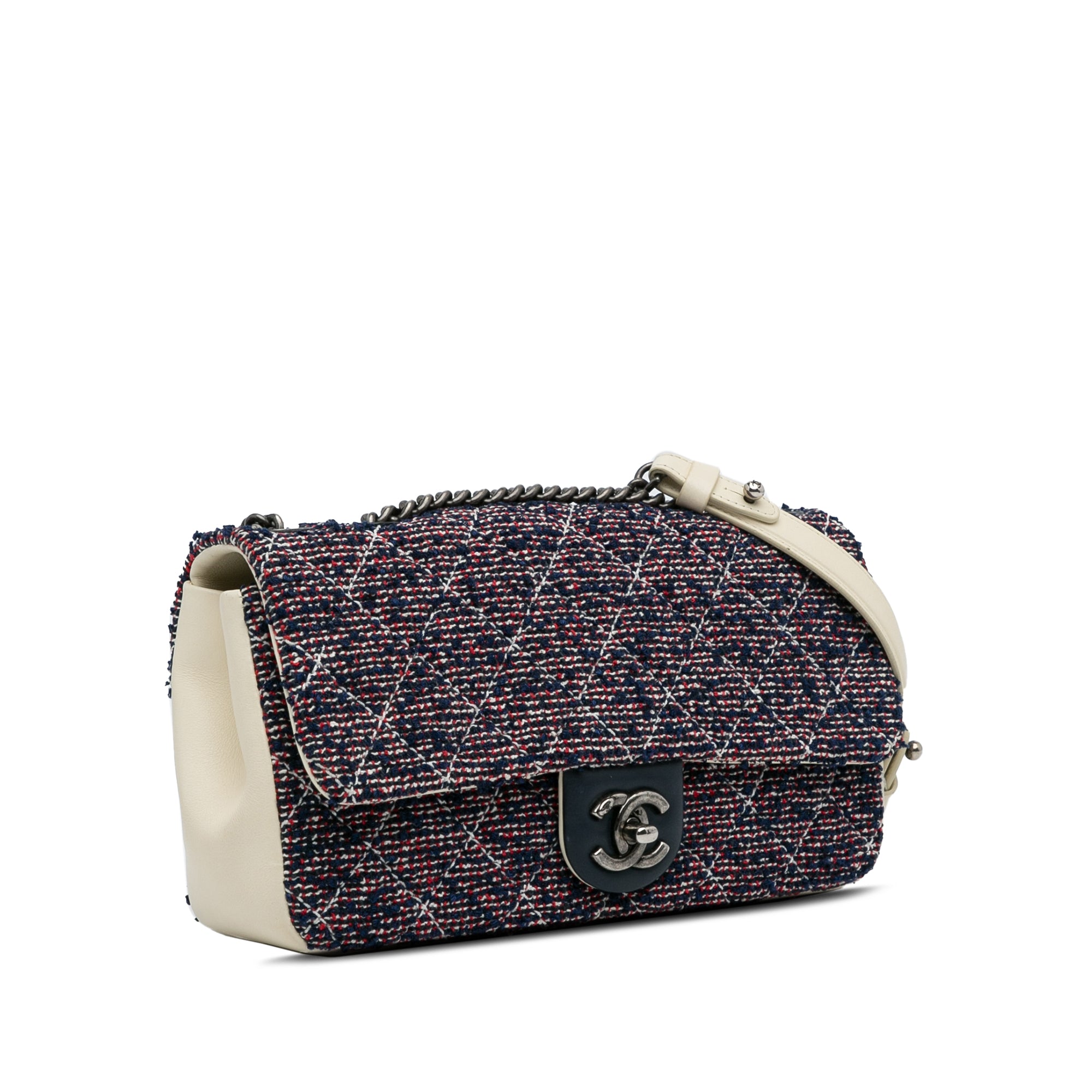Chanel Classic Flap Bag Multicolor Tweed Palladium
