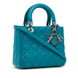 Dior Lady Dior Medium Blue Cannage Lambskin Silver