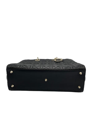 Dior Lady Dior Large Black Cannage Lambskin Gold