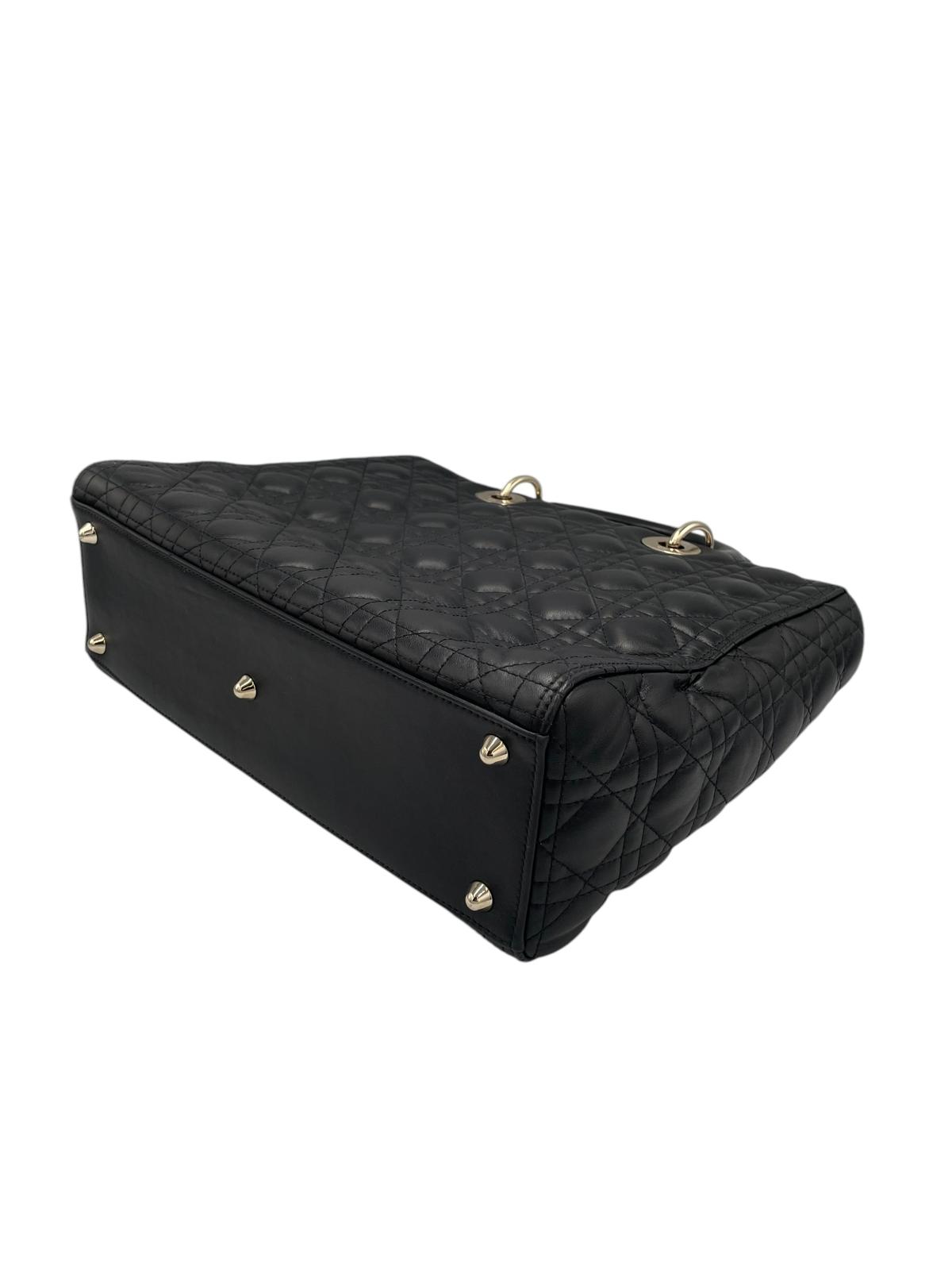 Dior Lady Dior Large Black Cannage Lambskin Gold