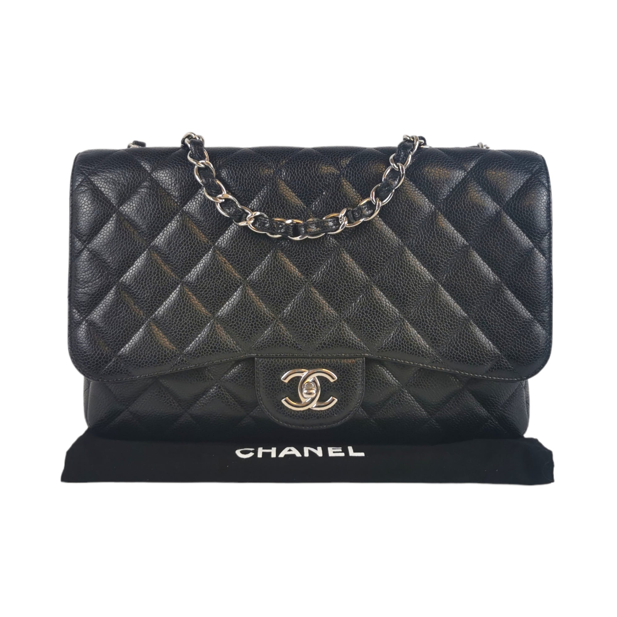 Chanel jumbo single hot sale flap caviar