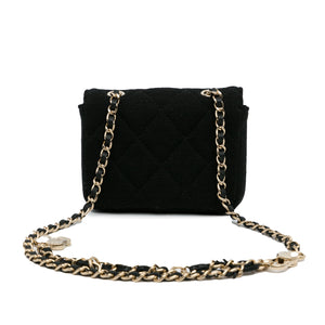 Chanel Flap Chain Belt Bag Mini Black Jersey Gold