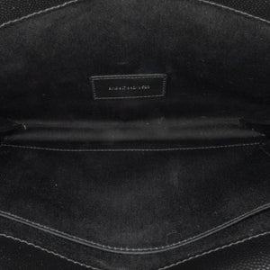 Yves Saint Laurent Cassandre Flap Pouch Black Grain De Poudre Matelasse