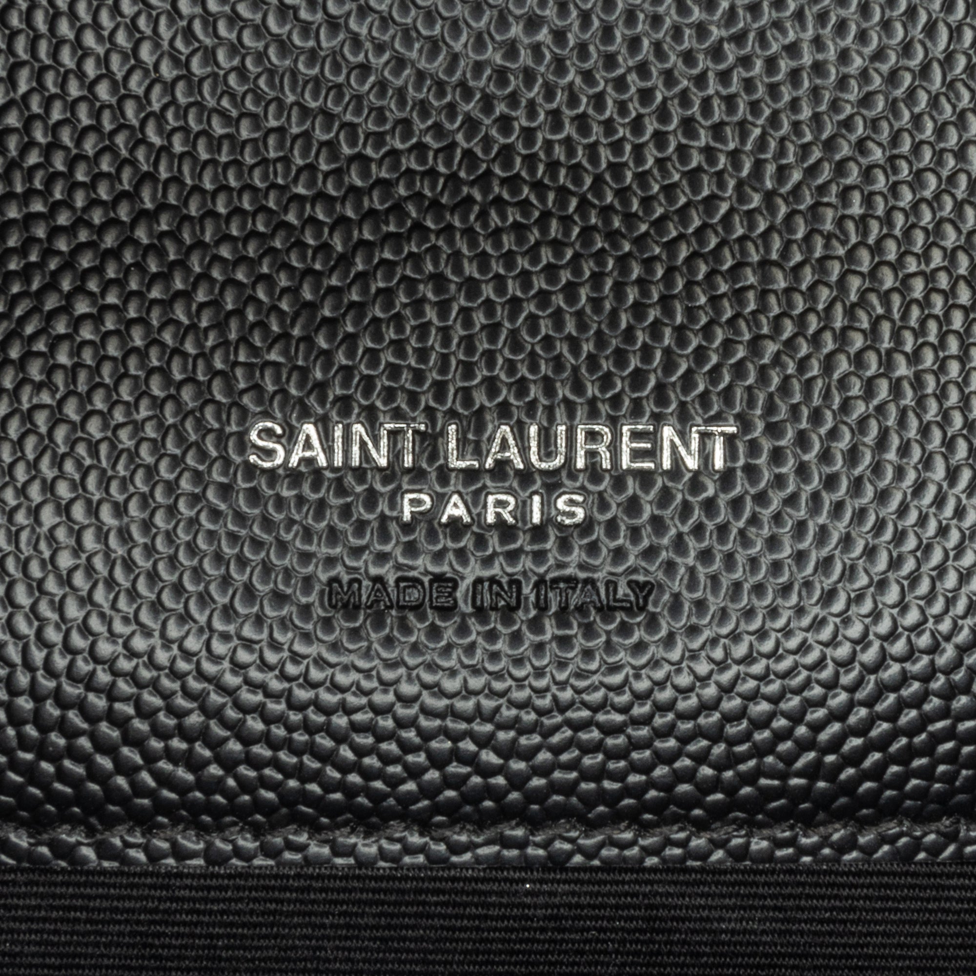 Yves Saint Laurent Cassandre Flap Pouch Black Grain De Poudre Matelasse