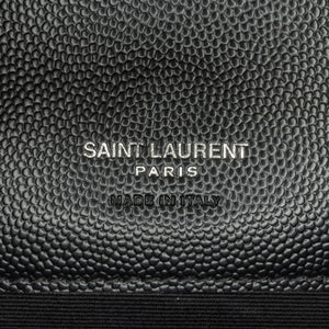 Yves Saint Laurent Cassandre Flap Pouch Black Grain De Poudre Matelasse